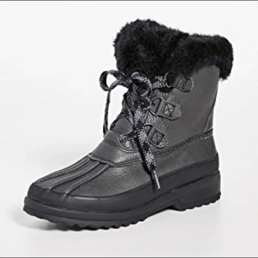 SPERRY Maritime black fur gray Leather Winter Boots
